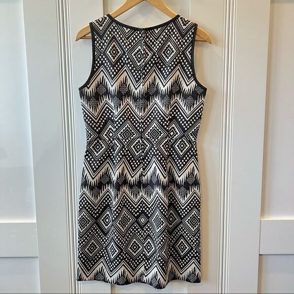 J. Crew Shift Dress Size 4 Sleeveless Grey Aztec Southwest Geometric Pattern - Picture 8 of 13